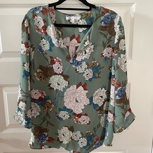 Womens 3/4 Sleeve Flower Print Blouse